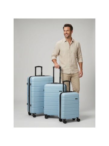 Saxoline Miami 4 Rollen Kofferset 3-teilig mit Dehnfalte in light blue