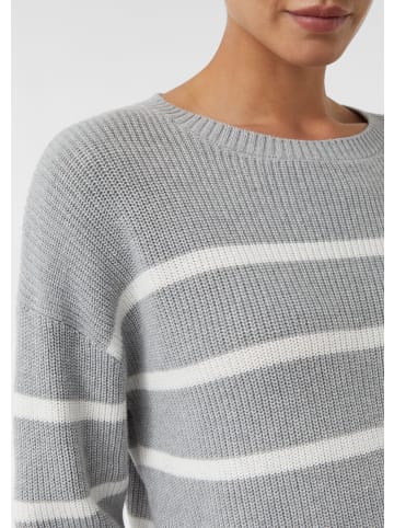 comma CI Strickpullover langarm in Grau-weiß