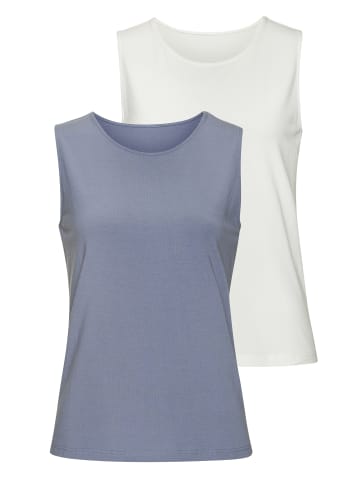 Shirttop in hellblau, creme