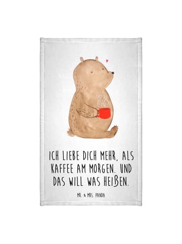 Mr. & Mrs. Panda Handtuch Bär Morgenkaffee mit Spruch in Weiß