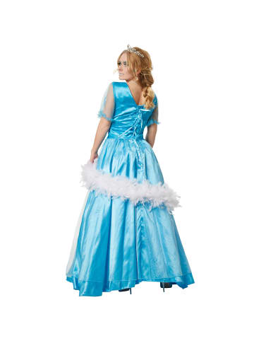 tectake Seidig glänzendes Einteiler-Kleid, blau/weiß