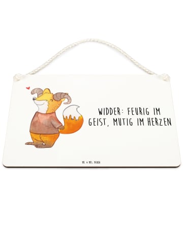 Mr. & Mrs. Panda Schild Widder Astologie mit Spruch in Weiß