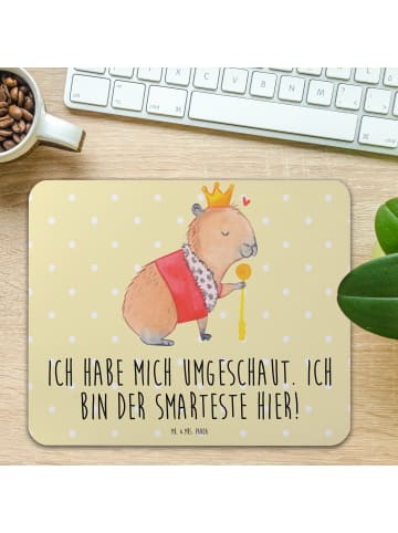 Mr. & Mrs. Panda Mousepad Klein Capybara König mit Spruch in Gelb Pastell