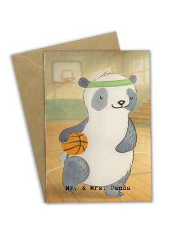 Mr. & Mrs. Panda Klappkarte Panda Basketball Design ohne Spruch in Weiß