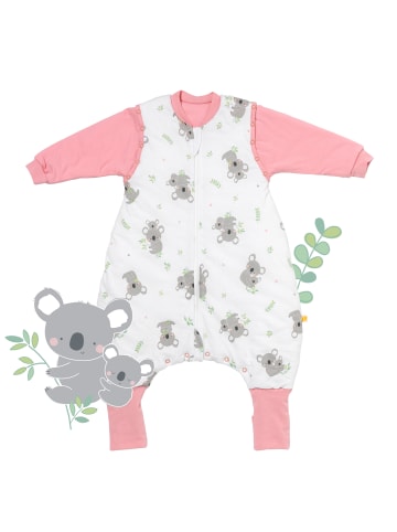 Schlummersack Schlafsack mit Füßen und umklappbaren Bündchen, 3.5 TOG in Rosa-Weiß