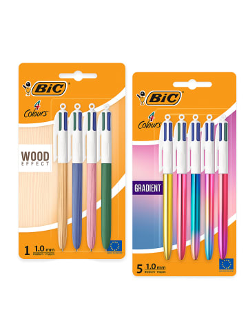 Bic BIC 4 Colours Kugelschreiber Bundle – 10 Stück (5x Wood Effect + 5x Gradient)