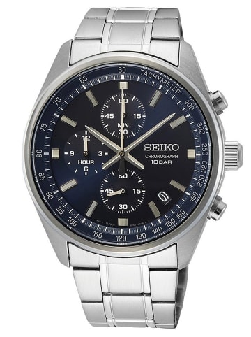 Seiko Chronograph Herrenuhr mit Stahlband Blau / Silber