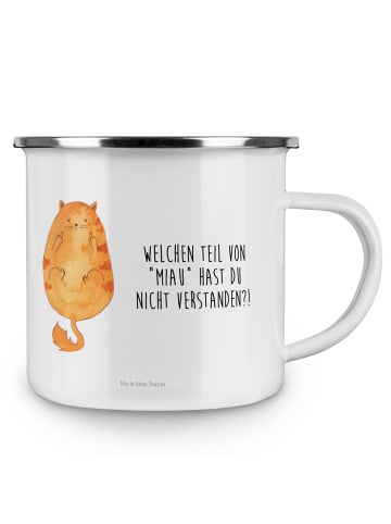Mr. & Mrs. Panda Tasse Emaille Katze Mittelfinger mit Spruch in Weiß