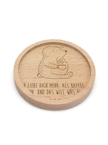 Mr. & Mrs. Panda Holz Untersetzer Bär Morgenkaffee mit Spruch in Transparent