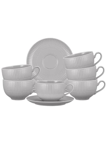 Seltmann Weiden 6er Set Milchkaffeetassen mit Untertassen Amina in 350 ml in Silbergrau