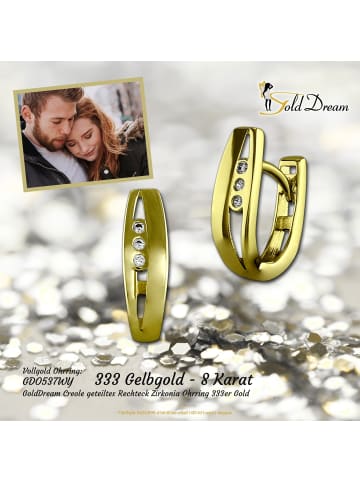 GoldDream Echtgold, 333er Gelbgold Damen Creolen geteiltes Rechteck Ohrring ca. 11mm