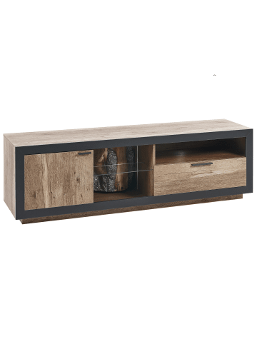 Beliani TV-Möbel MARANA in Schwarz/Braun - (W) 160 x (H) 51 x (L) 42 cm