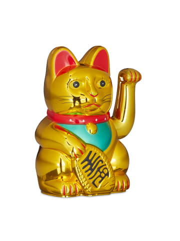 relaxdays 2x Winkekatze in Gold