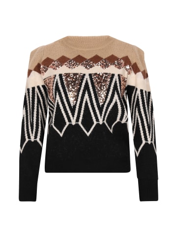 IZIA Damen Pullover in Beige Mehrfarbig