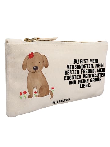 Mr. & Mrs. Panda Federtasche Hund Dame mit Spruch in Weiß