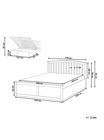 Beliani Doppelbett CLARBEC in Weiß - (W) 169 x (H) 93 x (L) 209 cm