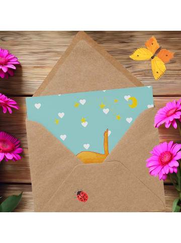 Mr. & Mrs. Panda Glückwunschkarte Fuchs Sterne ohne Spruch in Türkis Pastell