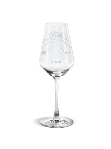 Mr. & Mrs. Panda Glas mit Gravur Pinguin Liebe ohne Spruch in Transparent