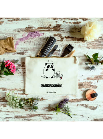 Mr. & Mrs. Panda Kulturtasche Panda Dankeschön mit Spruch in Weiß