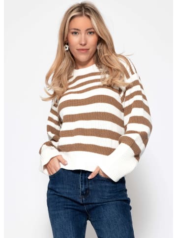 SASSYCLASSY Gestreifter Baumwoll-Pullover in Braun