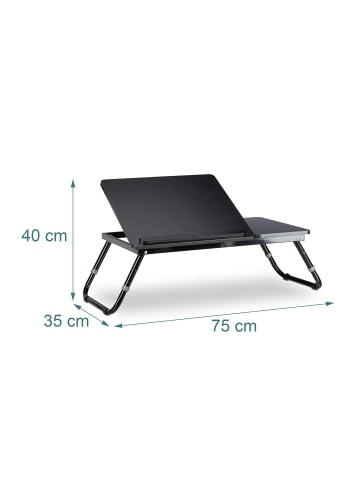 relaxdays 2 x Laptoptisch in Schwarz - (B)75 x (H)40 x (T)35 cm