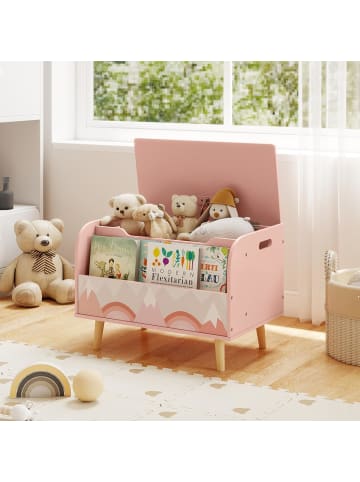 COSTWAY Spielzeugtruhe mit Deckel in Rosa