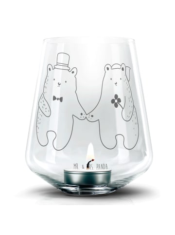 Mr. & Mrs. Panda Windlicht Bär Heirat ohne Spruch in Transparent