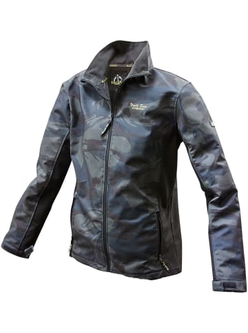 Softshelljacke in oliv camouflage / schwarz