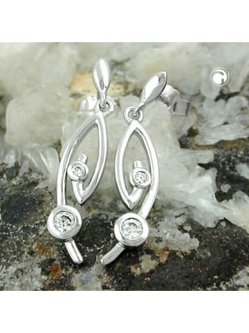 Gallay Ohrstecker Ohrring 28x6mm Ohrhänger mit Zirkonias weiß rhodiniert Silber 925 in silber