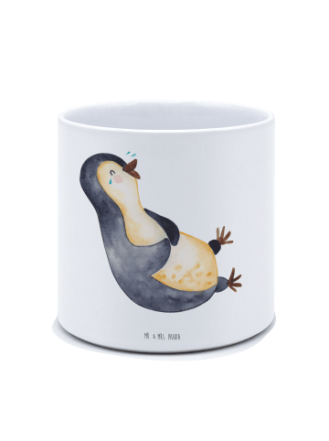 Mr. & Mrs. Panda Blumentopf Pinguin Lachen ohne Spruch in Weiß