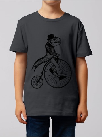wat? Apparel T-Shirt T-Rex auf Fahrrad in Grau