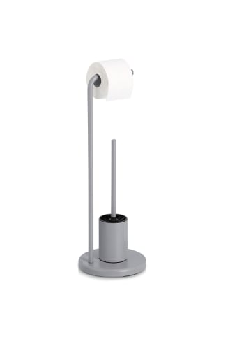 Zeller Toilettenpapierhalter mit WC-Bürste VETRO in Grau, 63 cm