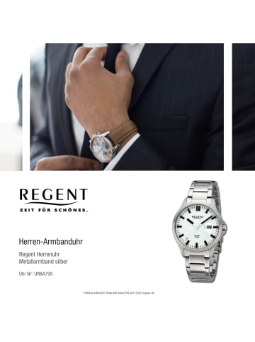 Regent Armbanduhr-Analog silber groß (ca. 40mm) Regent Metallarmband