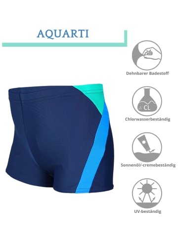 Aquarti Jungen Badehose Gestreift mit Motiven in blau/grün