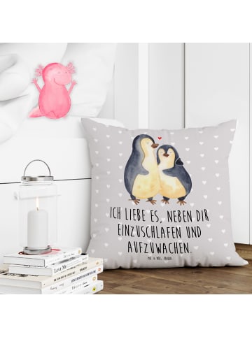 Mr. & Mrs. Panda Kuschelkissen 40x40 Pinguine Einschlafen mit Sp... in Grau Pastell