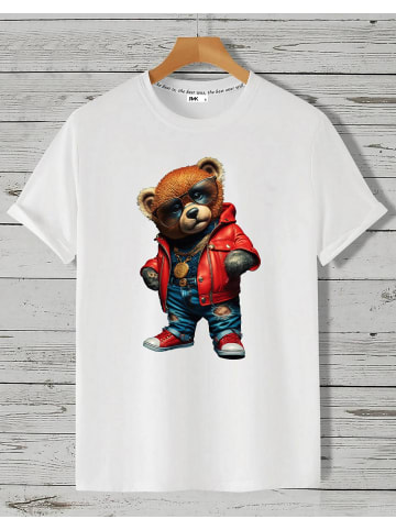 RMK Herren T-Shirt CoolerTeddybär WEISS-Rot
