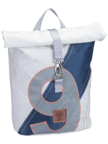 360 grad Rucksack Möwe in Weiß/Streifen Blau/Zahl Grau