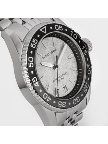 Jacques Lemans Herren-Taucheruhr Liverpool Diver Stahl/Grau 20 bar Anthrazit / Silber