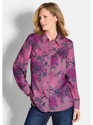 GOLDNER Elegante Satinbluse mit Paisley-Design in beere / gemustert