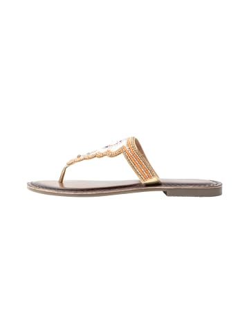 usha FESTIVAL Damen Sandalen Mit Perlenstickerei in Orange Mehrfarbig