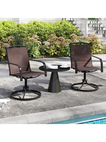 COSTWAY Gartenstühle drehbar 2er Set in Braun