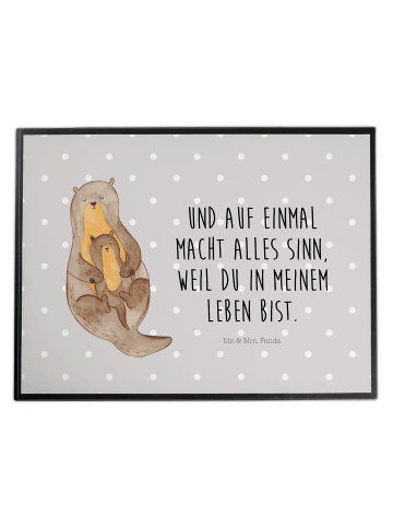 Mr. & Mrs. Panda Schreibunterlage Otter Kind mit Spruch in Grau Pastell