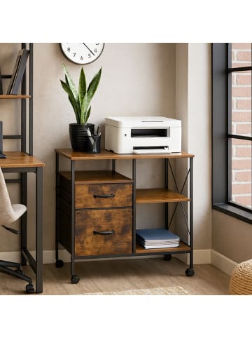 relaxdays Rollcontainer in Braun/Schwarz - (B) 76,5 x (H) 75,5 x (T) 40 cm