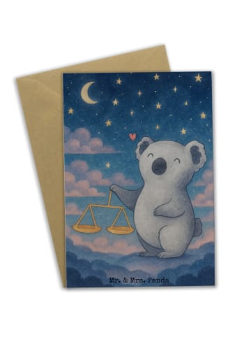 Mr. & Mrs. Panda Beileidskarte Waage Astrologie Design ohne Spruch in Weiß