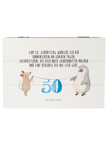 Mr. & Mrs. Panda Aufbewahrungsbox 50. Geburtstag Maus Pinguin mi... in Weiß