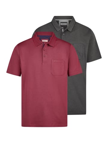 Redmond Poloshirt Basic in Dunkelrot / dunkelgrau