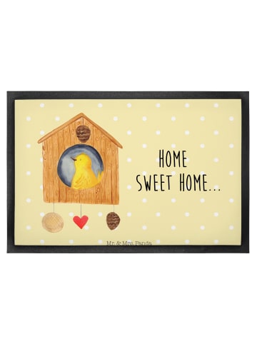 Mr. & Mrs. Panda Schmutzfangteppich Vogelhaus Home mit Spruch in Gelb Pastell