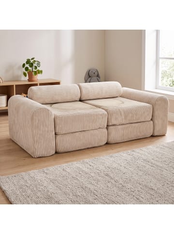 relaxdays 10tlg. Kinder-Spielsofa Set "Cord" in Beige - (B)108 x (H)32 x (T)50 cm