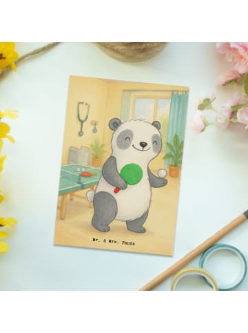 Mr. & Mrs. Panda Postkarte Panda Tischtennis Design ohne Spruch in Weiß