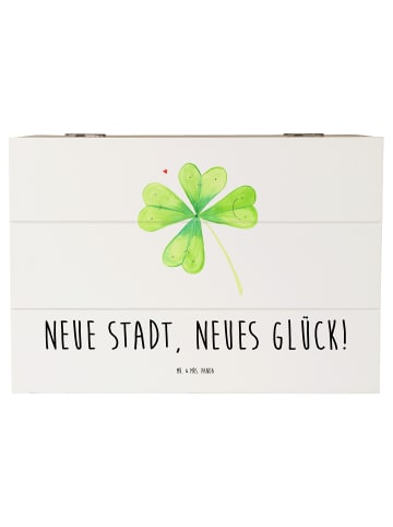 Mr. & Mrs. Panda Truhe Holz Umzug neue Stadt mit Spruch in Weiß